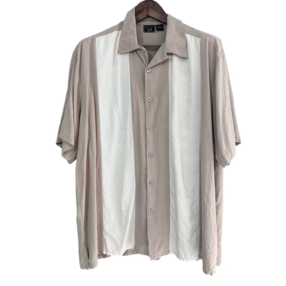 WfF Men's size XL 100% Silk Two Tone Short Sleeve Shirt
